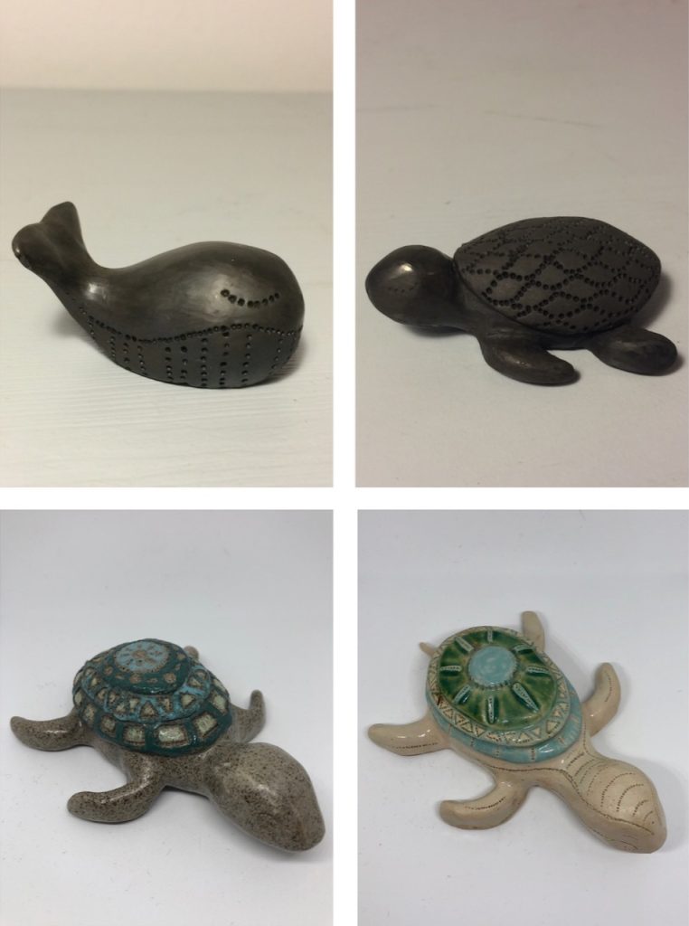 Bild på sköldpaddor i keramik