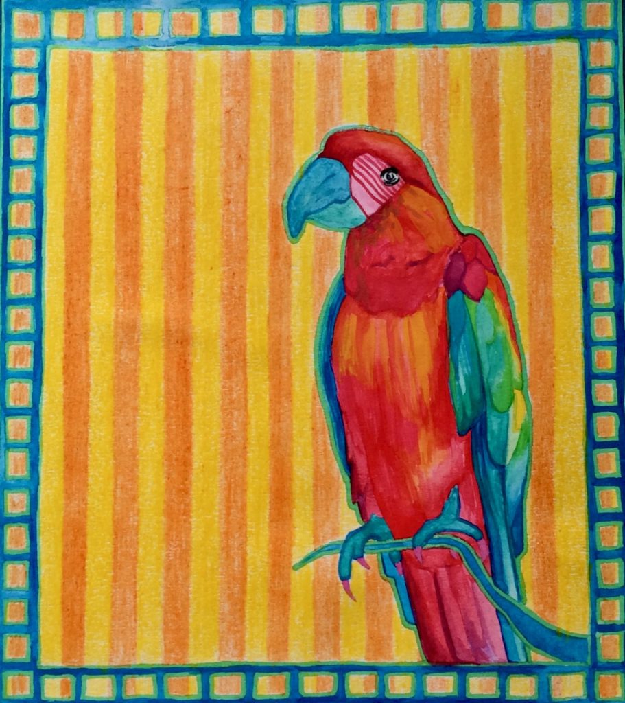 Målning av papegoja